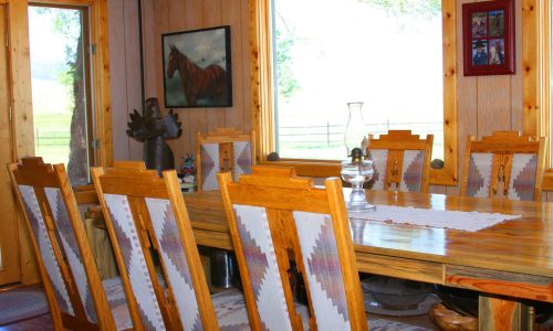 dining room of the ranch house at music meadows ranch